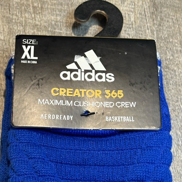 Adidas Creator 365‎ Maximum Cushion Crew Socks Men's XL 12-16 Blue NEW - Picture 2 of 4